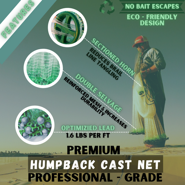 Humpback Cast Net - Bait Net 1/2" sq mesh